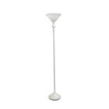 1 Light Torchiere Floor Lamp with Marbleized Glass Shade White - Elegant Designs