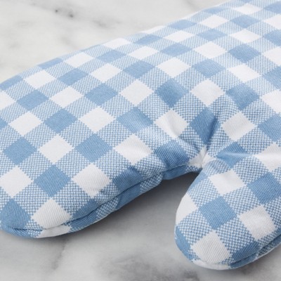 Blue Gingham Cotton Oven Mitt 2-Pack Set