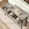 52" Console Table, Entryway Table with 3 Storage Drawers, 3 Tier Industrial Metal Sofa Table, Behind Couch Table, Hallway Table - 3 of 4