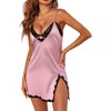 Ekouaer Nightgown Satin Lingerie Sleeveless Sleep Dress Babydoll Nightie Slip Chemise - 2 of 4