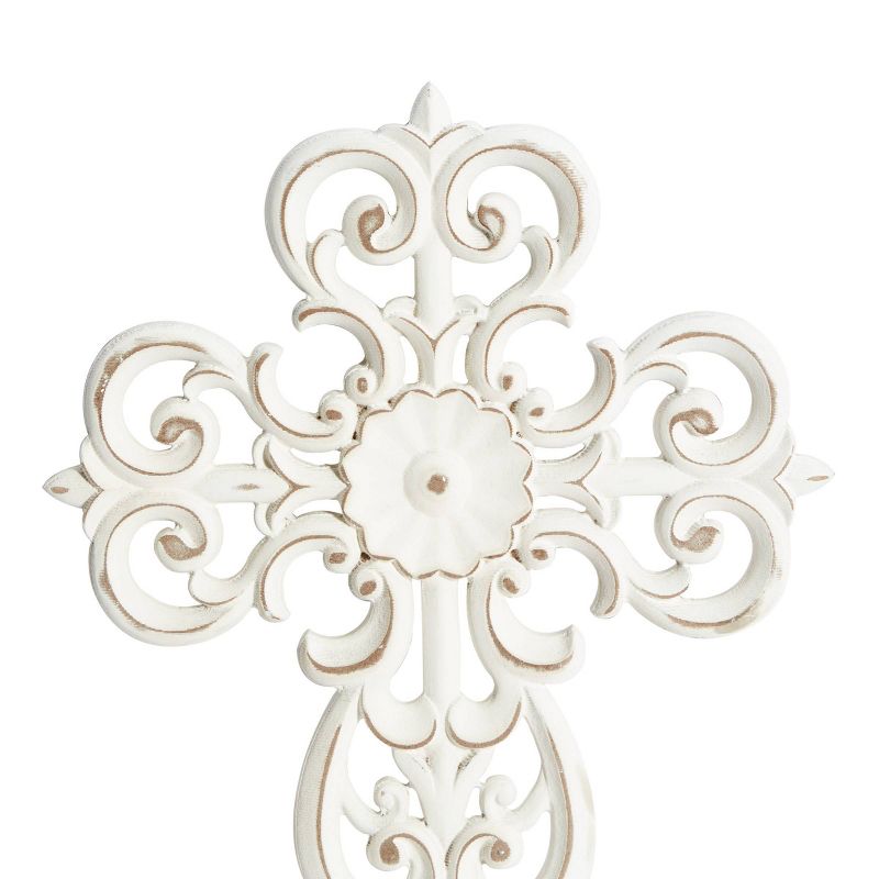 Set of 3 Wooden Cross Carved Cross Wall Decors White - Olivia &#38; May, 2 of 8