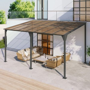 ELJGET 10' x 15' Gazebo, Hardtop Wall Mounted Lean to Gazebo Pergola for Patio, Large Aluminum Pergola Awnings for Decks, Patio, Backyard, Porch - 1 of 4