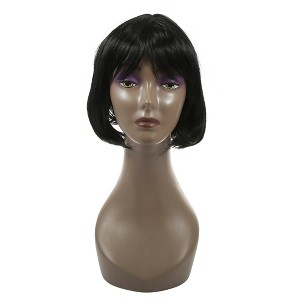 Unique Bargains Women Curly Human Hair Wigs 11" with Wig Cap - 1 of 4