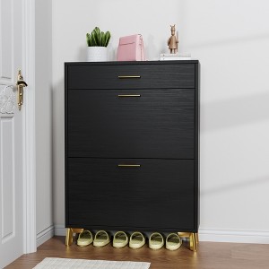 RISOKEYS Shoe Rack Storage Organizer with 2 Flip Drawers,with Metal Handles and Metal Legs,Freestanding Shoe Cabinet for Entryway,Hallway, - 1 of 4