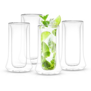 JoyJolt Cosmo Insulated Highball Glasses – Set of 4 Insulated Glass Tumbler for Cocktails - 10 oz - 1 of 4