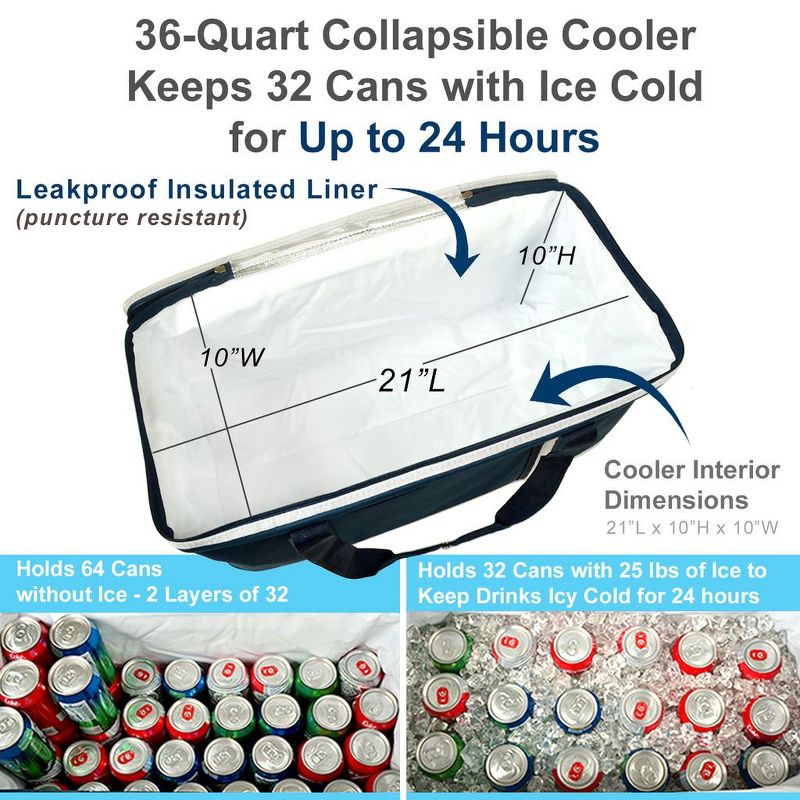Picnic at Ascot Ultimate Travel Cooler with Wheels - 36 Quart - Combines Best Qualities of Hard & Soft Collapsible Coolers, 4 of 6