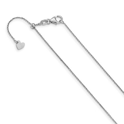 Black Bow Jewelry 1mm 14k White Gold Adjustable Solid D/C Cable Chain Necklace, 22 Inch