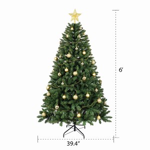 Bella Depot 6FT Christmas Tree with 250 Warm White LED Lights Christmas Tree Hinged Branch Design, Sturdy Metal Stand - 1 of 4