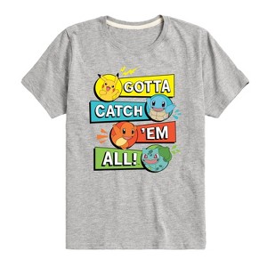 Boys' - Pokémon - Pikachu Squirtle Charmander Bulbasaur Gotta Catch 'Em All Short Sleeve Graphic T-Shirt - 1 of 4