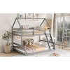 DOMETOUR Twin over Full House Bunk Bed with Built-in Ladder,Gray - 4 of 4