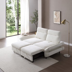 GDFStudio Eric 85" Fabric Pull-Out Sleeper Sofa with Adjustable Armrest and Backrest - 1 of 4