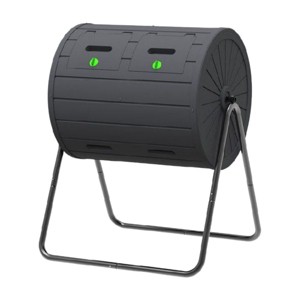 SEVOBAL 38 Gallon Outdoor Tumbling Composter Dual Chamber Compost Bin Rotating Composter Easy Assemble Garden Kitchen, Black, 28.23"*25.59"*36.02" - 1 of 4