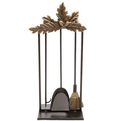 Fireplace Tools with Acorn and Oak Leaf Design, 4-Piece Set