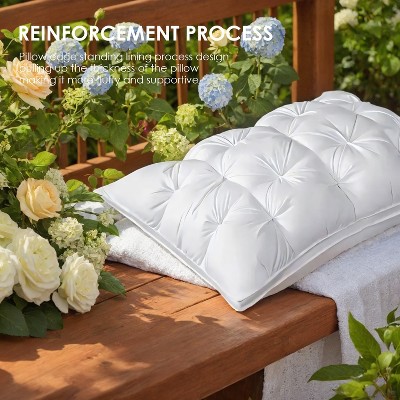 Flannel Twisted Side Sleeper Pillow Orthopedic Neck Support with 600GSM Brushed Cotton Cover, Hypoallergenic Luxury Bed Pillow (White)