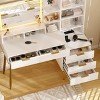 GustoWave Fluted Vanity Desk with Mirror and Lights, Makeup Vanity Desk with 5 Drawers,3 Color Adjustable Lighting, Power Outlet, Dressing Table - 3 of 4