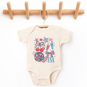 The Juniper Shop Patriotic Disco Collage Baby Short Sleeve Bodysuit - 1 of 4