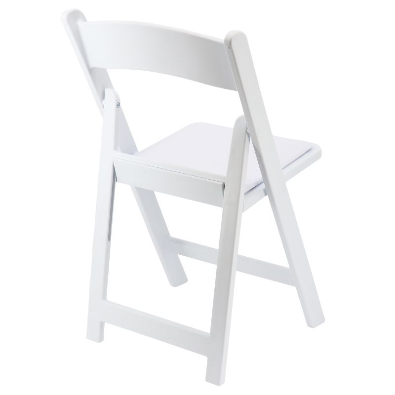 Elama 4 Piece Plastic Folding Resin Chair in White with Removable Seat Pad, 5 of 9