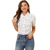 Allegra K Women's Point Collar Short Sleeve Floral Print Button-Down Shirt - 2 of 4