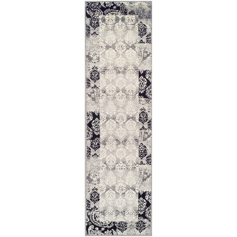 Modern Damask Indoor Hallway Entryway Runner Rug, 2' 6