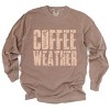 Coffee Weather Block Distressed - Women's Garment Dyed Long Sleeve Graphic T-Shirt - 2 of 4