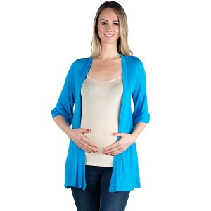Maternity Open Front Elbow Length Sleeve Cardigan - 24seven Comfort Apparel™ - 1 of 3