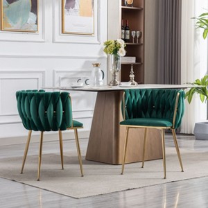 Sapphtopaz Modern Set of 2 Dining Chairs Velvet Upholstered Bar Chair with Metal Legs Kitchen Chair with low Back Chairs for Kitchen, Bedroom - 1 of 4