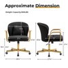 Furniliving Modern Leather Home Office Desk Chairs, Adjustable Swivel Vanity Chair with Golden Legs and Wooden Padded Armrest - 2 of 4