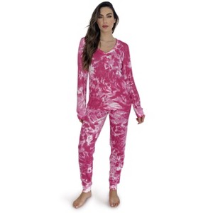 #followme Tie Dye 2 Piece Jogger Thermal Pajama Set for Women 6862-10575-XXL - 1 of 3