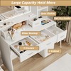 Makeup Vanity Table, Vanity Desk Set with Large Mirror, LED Lights and Power Outlet, Makeup Desk with Drawers and Storage Shelves - 2 of 4