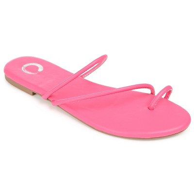Journee Collection Womens Tanaya Slide Low Block Heel Sandals Magenta 6.5