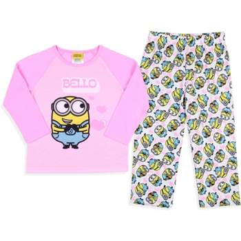 Despicable Me Toddler Girls' Minions Chibi Bello Raglan Sleep Pajama Set Multicolored