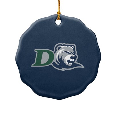 Drew University Primary Logo Porcelain Scalloped Holiday Christmas Tree Ornament