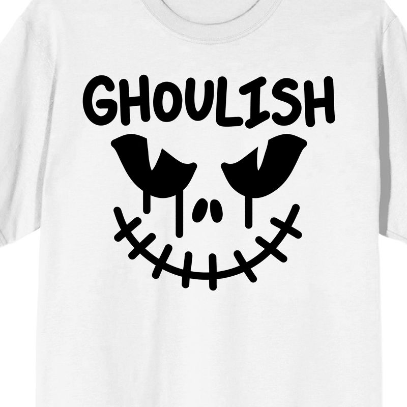 Kids Halloween Ghoulish Face Youth White Short Sleeve Crew Neck Tee, 2 of 4
