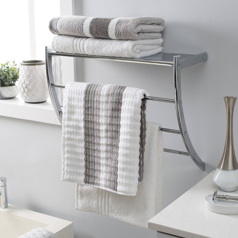 Chrome towel rack with shelf sale