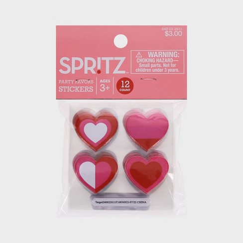 12ct Valentine's Day Heart Shaped Sticker Party Favors - Spritz™ - image 1 of 3