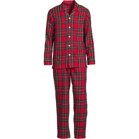 Lands' End Mens Flannel Pajama Pants Rich Red Multi Tartan Regular Small at   Men's Clothing store