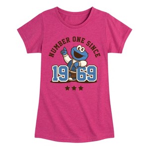 Girls' - Sesame Street - Cookie Monster One Since 1969 Fitted Short Sleeve Graphic T-Shirt - 1 of 4