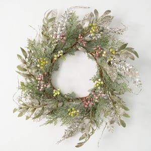 24"H Sullivans Pine And Berry Wreath, Multicolored - 1 of 3