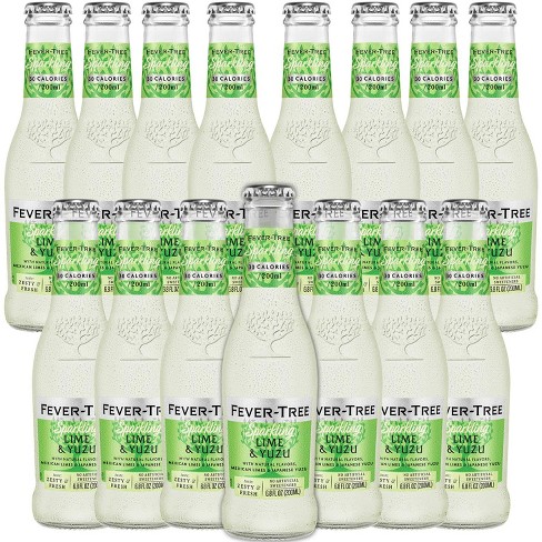 Fever Tree Sparkling Lime and Yuzu - Premium Quality Mixer and Soda - Refreshing Beverage for Cocktails & Mocktails 200ml Bottle - Pack of 15