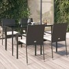 vidaXL Patio Dining Set Outdoor Rattan Wicker Table and Chair Set for Porch - Black 5 Piece with Cushions 55.1" Table Length - 2 of 4