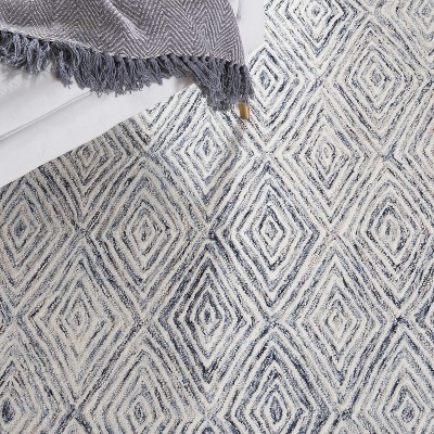 Ivory Hand-Tufted Wool Square Area Rug, 7'