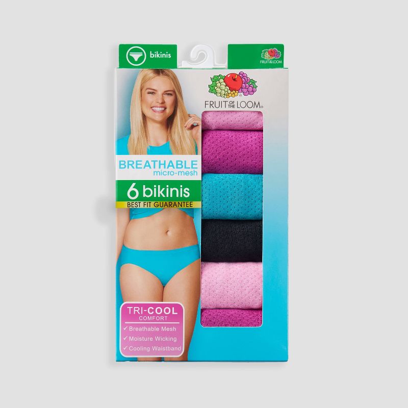 Fruit of the Loom Women's 6pk Breathable Micro-Mesh Bikini Underwear - Colors May Vary, 3 of 9