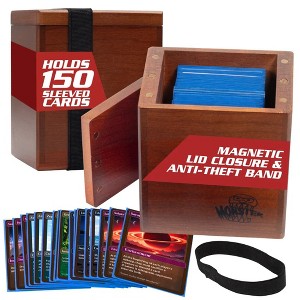 Monster Wooden Deck Box w Magnetic Lid & Security Band- Holds 150 Sleeved Cards- Yugioh Magic the Gathering MTG Sports Card, All Trading Card Games - 1 of 4