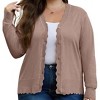 Coolmee Women's Plus Size Cardigan Long Sleeve V-Neck Front Button Down Knit Casual Shrugs Sweater - 2 of 3