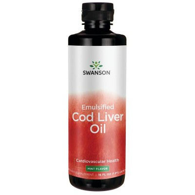 Swanson Omegas and Fish Oil Emulsified Cod Liver Oil - Mint Flavor 16 fl oz Liq.