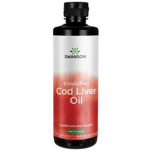 Swanson Omegas and Fish Oil Emulsified Cod Liver Oil - Mint Flavor 16 fl oz Liq. - 1 of 2