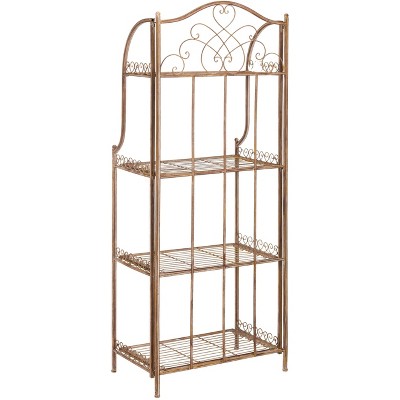 Amaris Rusty Orange Iron 4-Tier Outdoor Baker's Rack