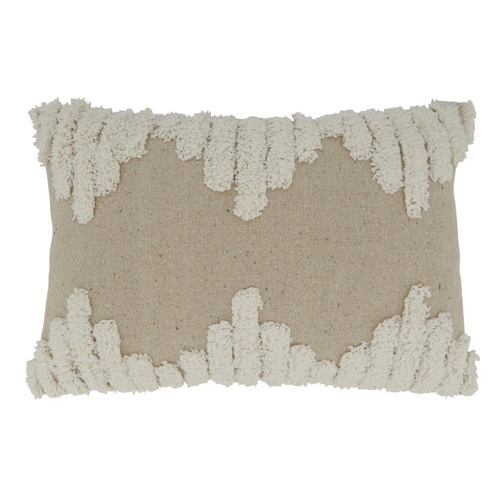 Photos - Pillowcase 13"x20" Oversize Cotton with Tufted Cross Design Lumbar Throw Pillow Cover