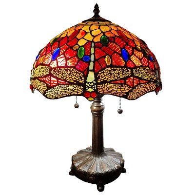 Amora Lighting Tiffany Style Dragonfly Table Lamp 2 light 18.5" High