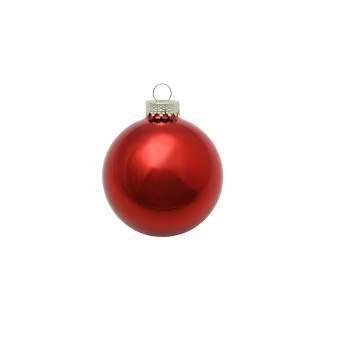Northlight Shiny Finish Glass Christmas Ball Ornaments - 3.25" (80mm) - Red - 8ct